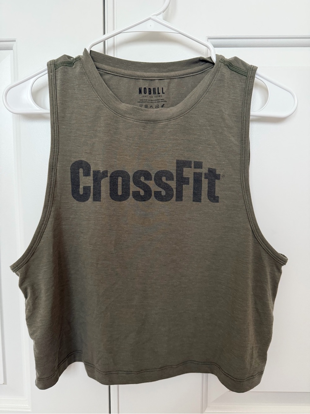 EUC NOBULL Olive CrossFit Cropped Tank Top Sz S